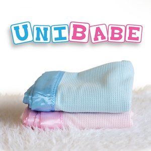 NEW BLUE OR PINK WAFFLE WEAVE THERMAL BABY BLANKET